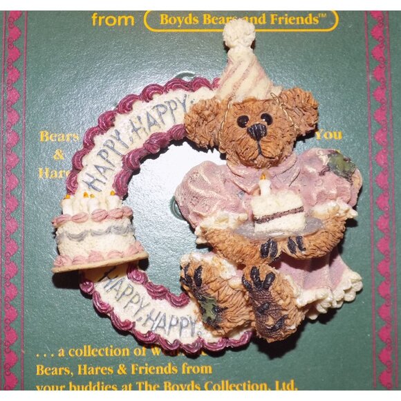 Boyds Bears Bearwear Brooch Lapel Pin 95 BAILEY Birthday Wishes Vintage - 26117 - Picture 3 of 3